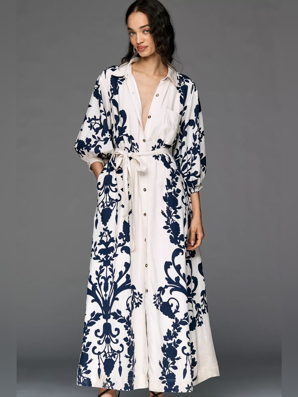 Anthropologie The Mona Linen Shirt Dress by Maeve